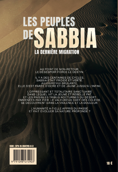 4e de couverture du roman "Les Peuples de Sabbia" de Fred Bono.